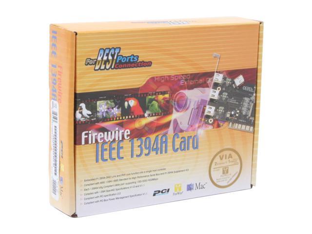 SYBA SD-VIA-3F PCI to Firewire 1394a 2+1 ports controller card (VIA)